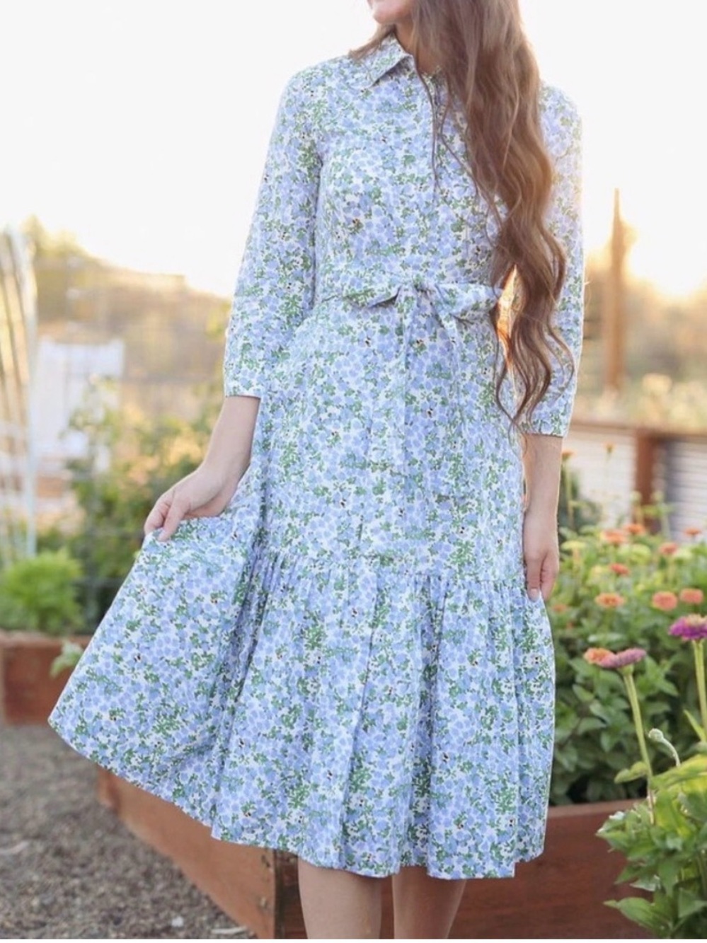 Dainty Jewells Honeybees and Hydrangeas Midi Dress